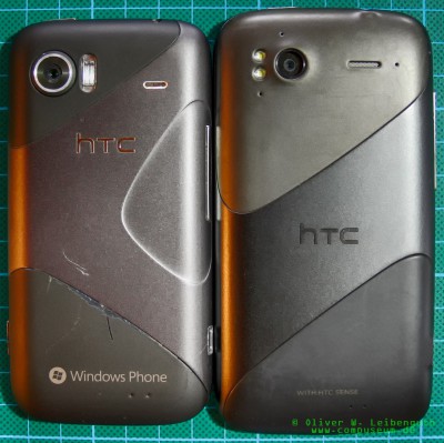 HTC Mozart und HTC Sensation Rückseite